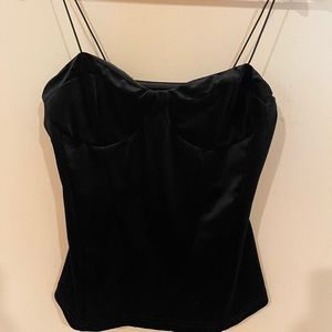 Black velvet bustier style cropped spaghetti strap
